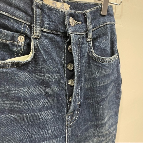 Free People We The Free High Waist Skinny Jeans Dark Wash Button Fly Size 24 - Picture 6 of 9